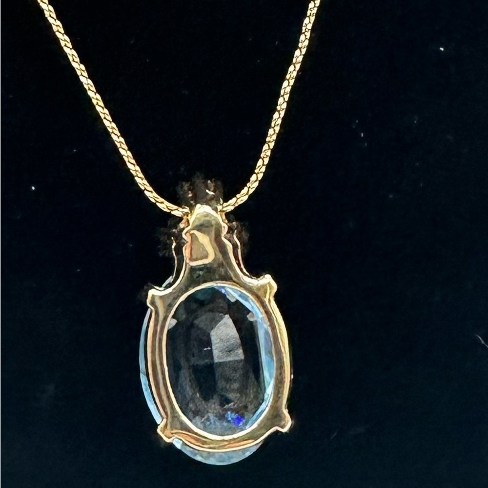 Christian Dior Necklace Pendant Vintage Faceted Simulated Blue Aquamarine - Picture 7 of 9